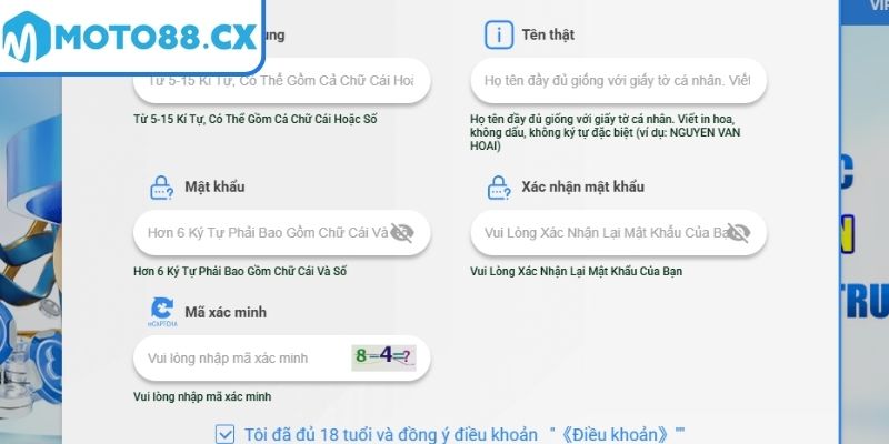 Đăng ký MOTO88 – Hướng Dẫn Thao Tác Chi Tiết Trong 3 Phút 1 Điều kiện đăng ký MOTO88
